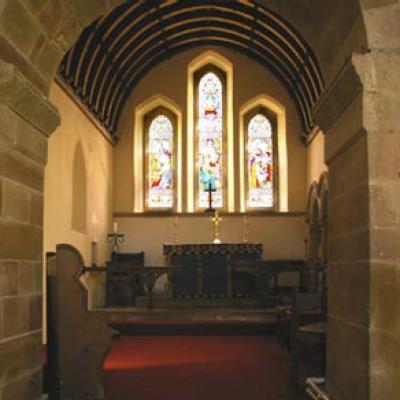 View through norman arch towards altar. Church View Through Window